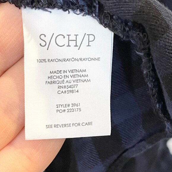 CABI Aberdeen Navy Black Plaid Button Up Shirt Ruffled Long Sleeve Women's Small - Picture 7 of 7